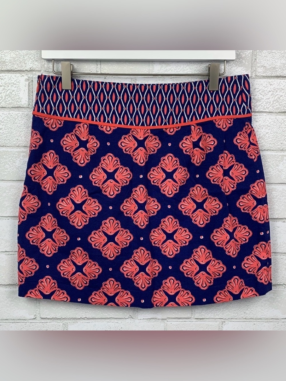 Vineyard Vines Navy Blue Coral Pattern Skirt Sz 4 - Picture 2 of 3